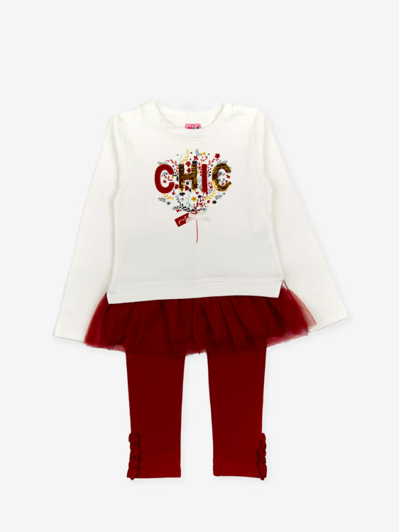 Picture of C2265- FLEECY COTTON GIRLS TUTU TOP SET WITH LEGGINGS